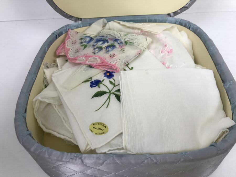 JUST ADDED - Collection Of Vintage Embroidered Handkerchiefs With Storage Box [Photo 2]