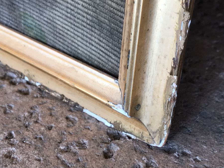 JUST ADDED - Large Antique Original Painting On Canvas Of Woman Surrounded By Cherubs Angels By Al Blanchard In Antique Gilded Wood Frame [Photo 24]