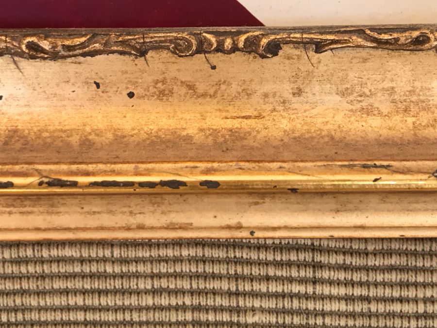 JUST ADDED - Large Antique Original Painting On Canvas Of Woman Surrounded By Cherubs Angels By Al Blanchard In Antique Gilded Wood Frame [Photo 25]