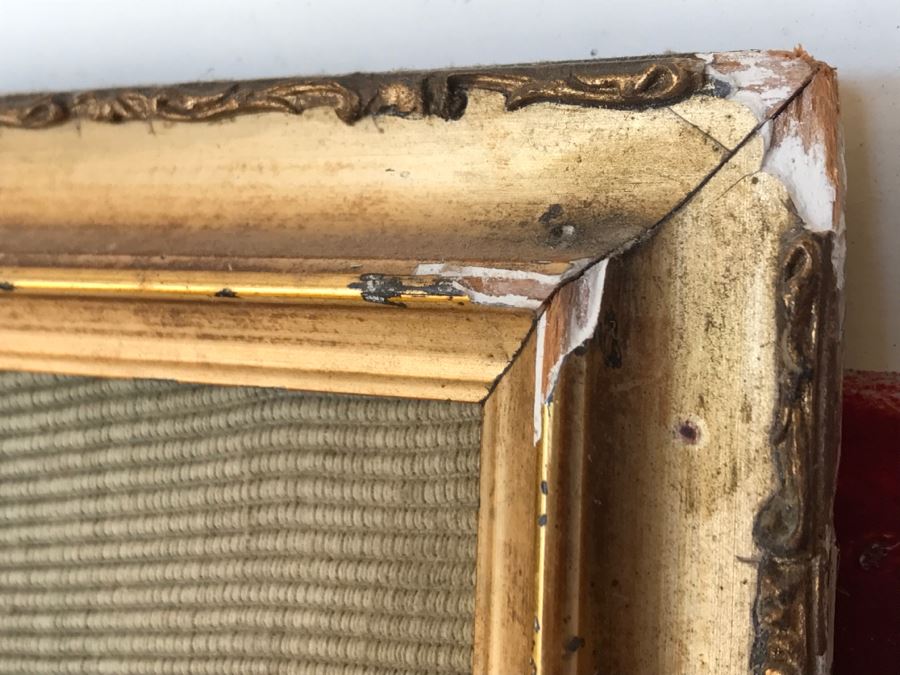 JUST ADDED - Large Antique Original Painting On Canvas Of Woman Surrounded By Cherubs Angels By Al Blanchard In Antique Gilded Wood Frame [Photo 22]