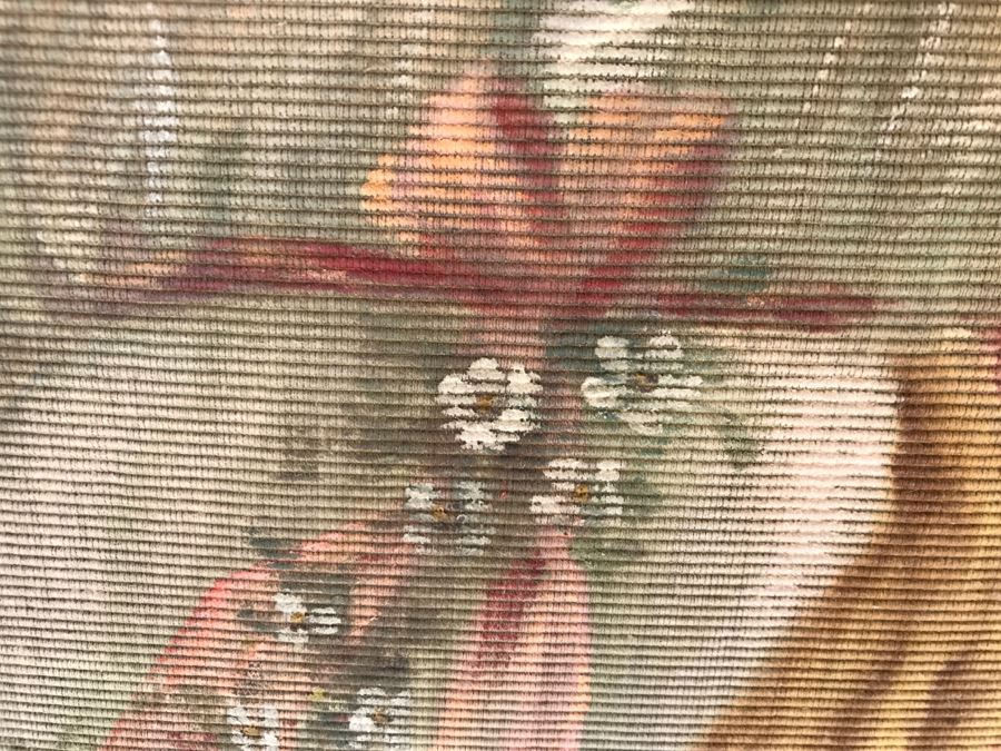 JUST ADDED - Large Antique Original Painting On Canvas Of Woman Surrounded By Cherubs Angels By Al Blanchard In Antique Gilded Wood Frame [Photo 18]