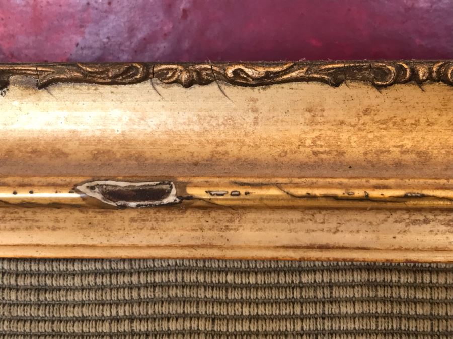 JUST ADDED - Large Antique Original Painting On Canvas Of Woman Surrounded By Cherubs Angels By Al Blanchard In Antique Gilded Wood Frame [Photo 23]