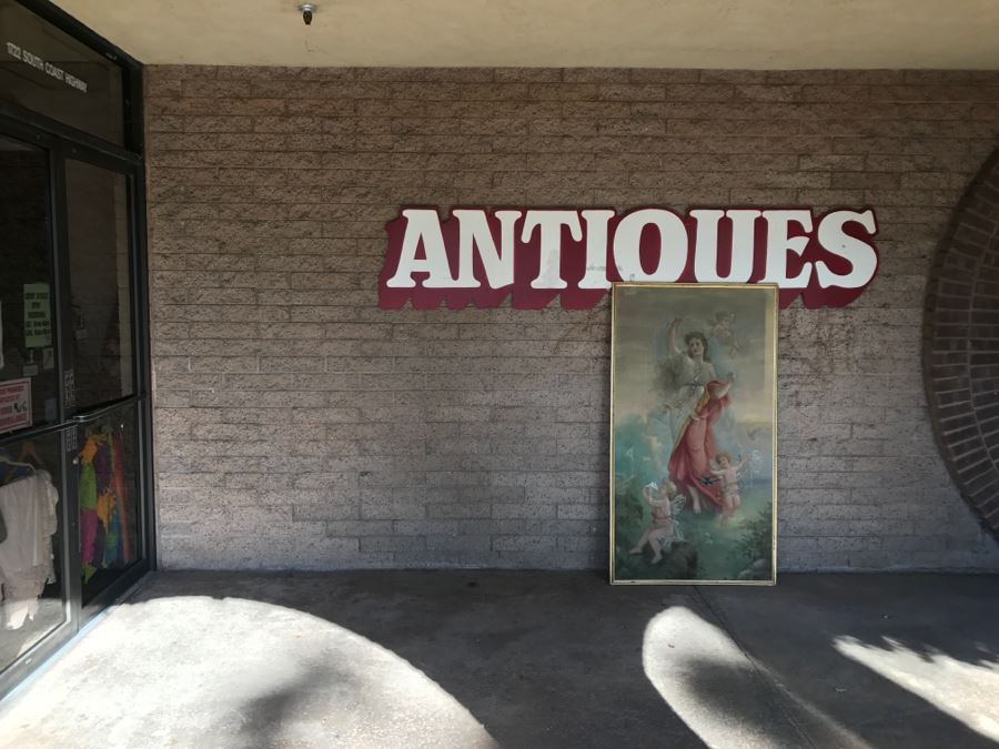 JUST ADDED - Large Antique Original Painting On Canvas Of Woman Surrounded By Cherubs Angels By Al Blanchard In Antique Gilded Wood Frame [Photo 3]