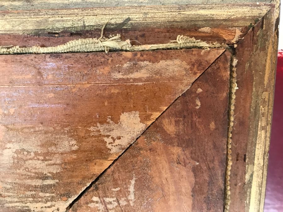 JUST ADDED - Large Antique Original Painting On Canvas Of Woman Surrounded By Cherubs Angels By Al Blanchard In Antique Gilded Wood Frame [Photo 31]