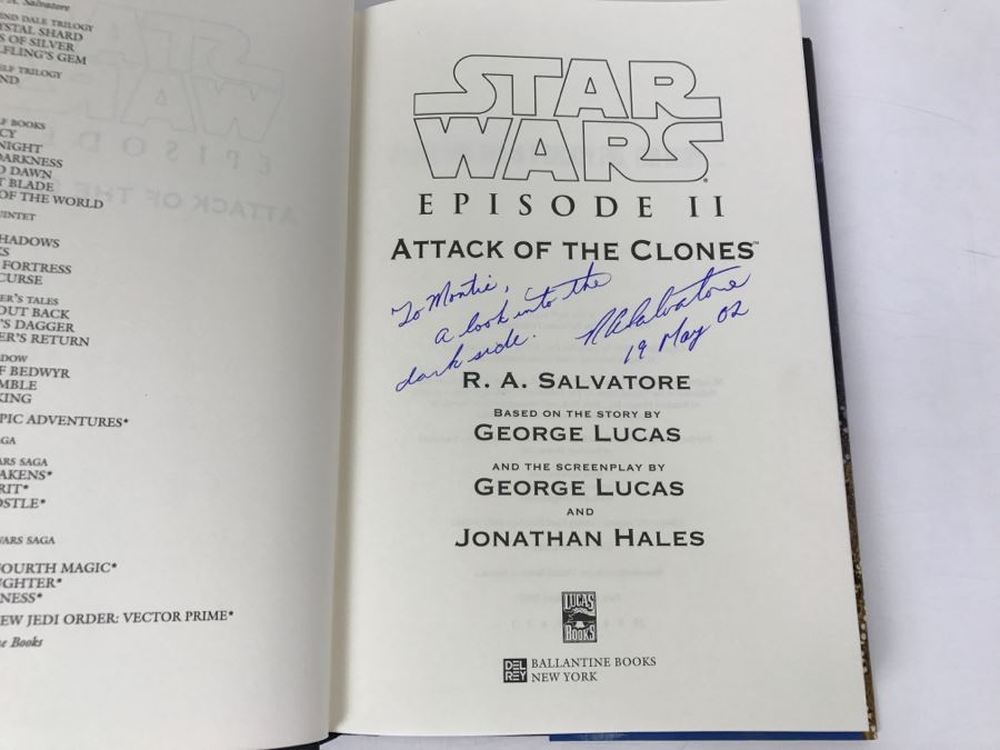 Signed First Edition 2002 Hardcover Book STAR WARS Episode II Attack Of The Clones By R.A. Salvatore [Photo 5]