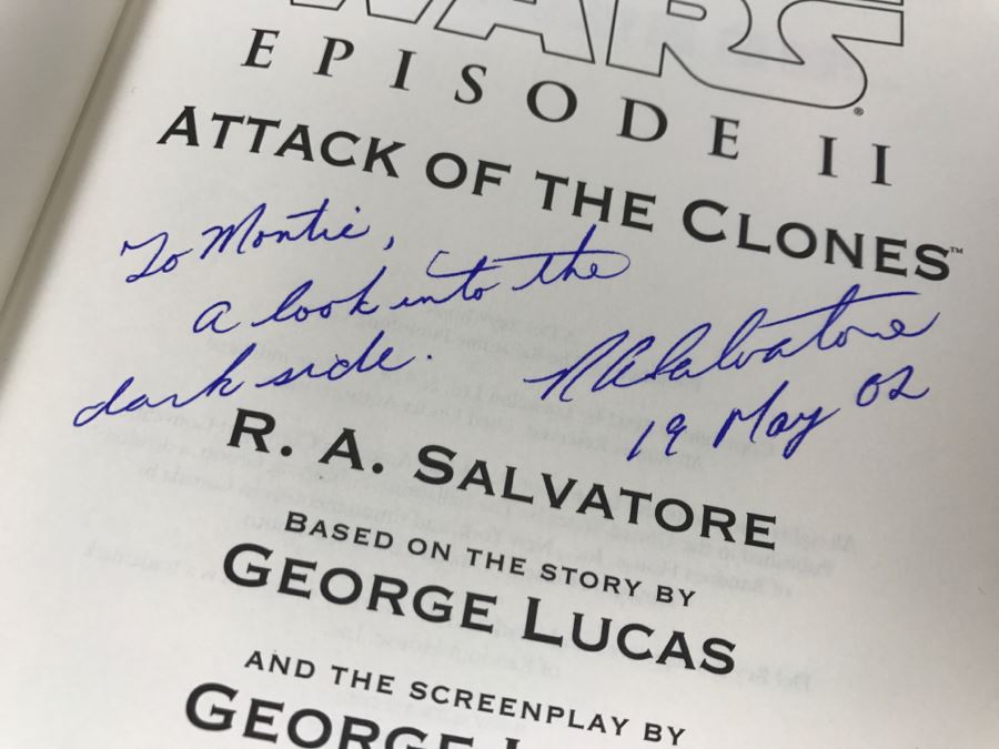 Signed First Edition 2002 Hardcover Book STAR WARS Episode II Attack Of The Clones By R.A. Salvatore [Photo 7]