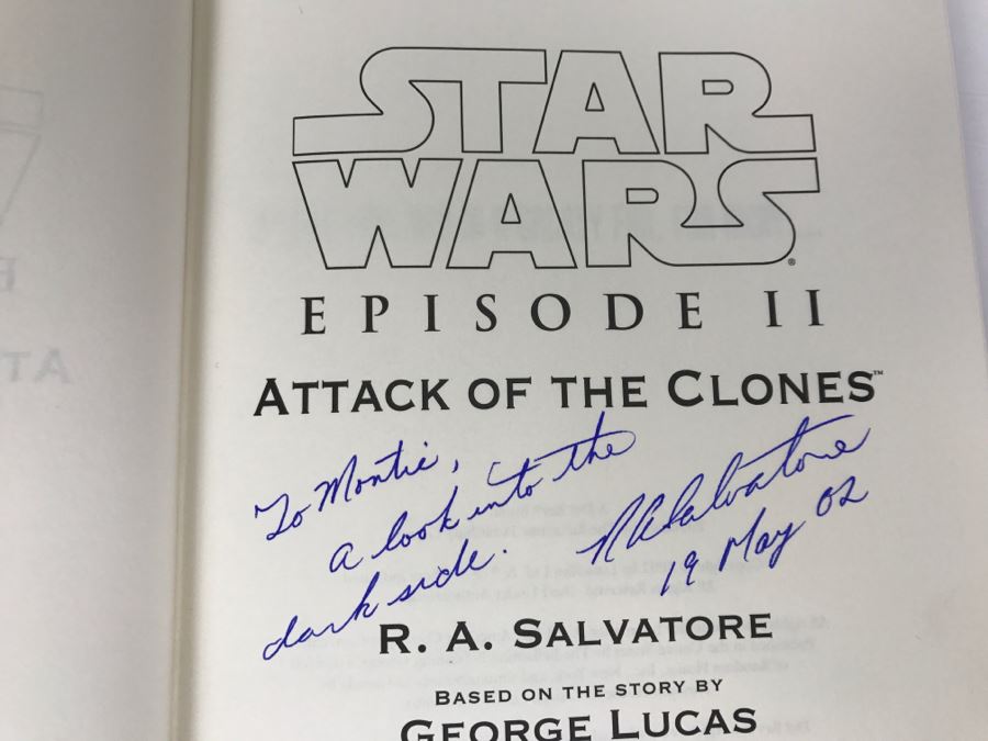 Signed First Edition 2002 Hardcover Book STAR WARS Episode II Attack Of The Clones By R.A. Salvatore [Photo 6]