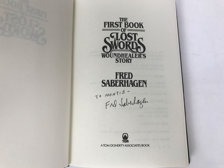 Signed First Printing 1986 Hardcover Book The First Book Of Lost Swords Woundhealer's Story By Fred Saberhagen [Photo 5]