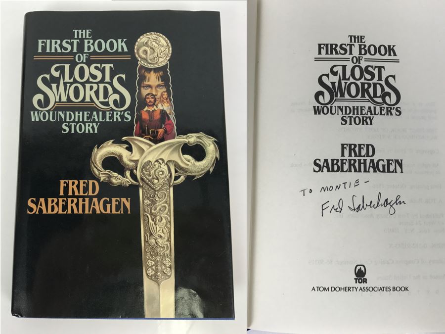 Signed First Printing 1986 Hardcover Book The First Book Of Lost Swords Woundhealer's Story By Fred Saberhagen [Photo 1]