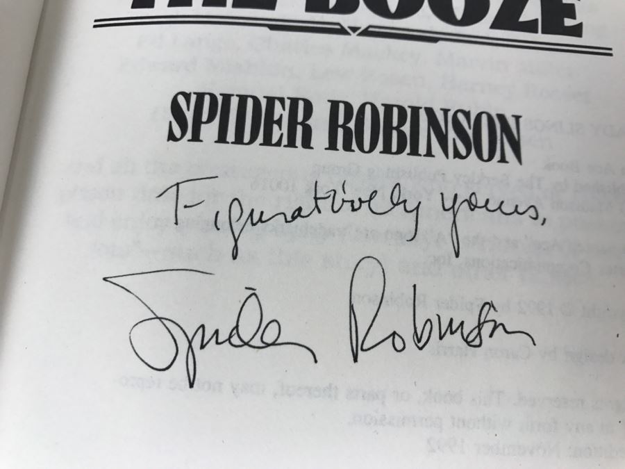 Signed First Edition 1992 Hardcover Book Lady Slings The Booze By Spider Robinson [Photo 8]