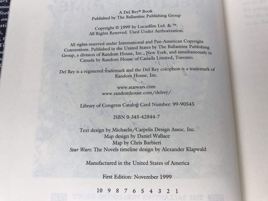 Signed First Edition 1999 Hardcover Book STAR WARS The New Jedi Order Vector Prime By R.A. Salvatore [Photo 8]