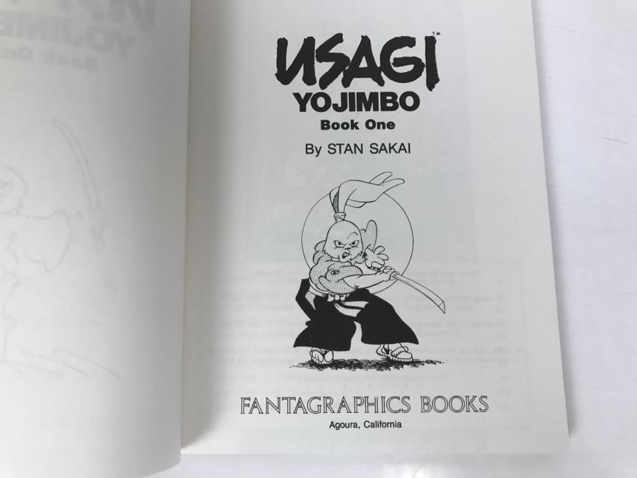 Signed First Fantagraphics Books Edition 1987 USAGI YOJIMBO Book One By Stan Sakai Signed With Hand Illustration [Photo 9]