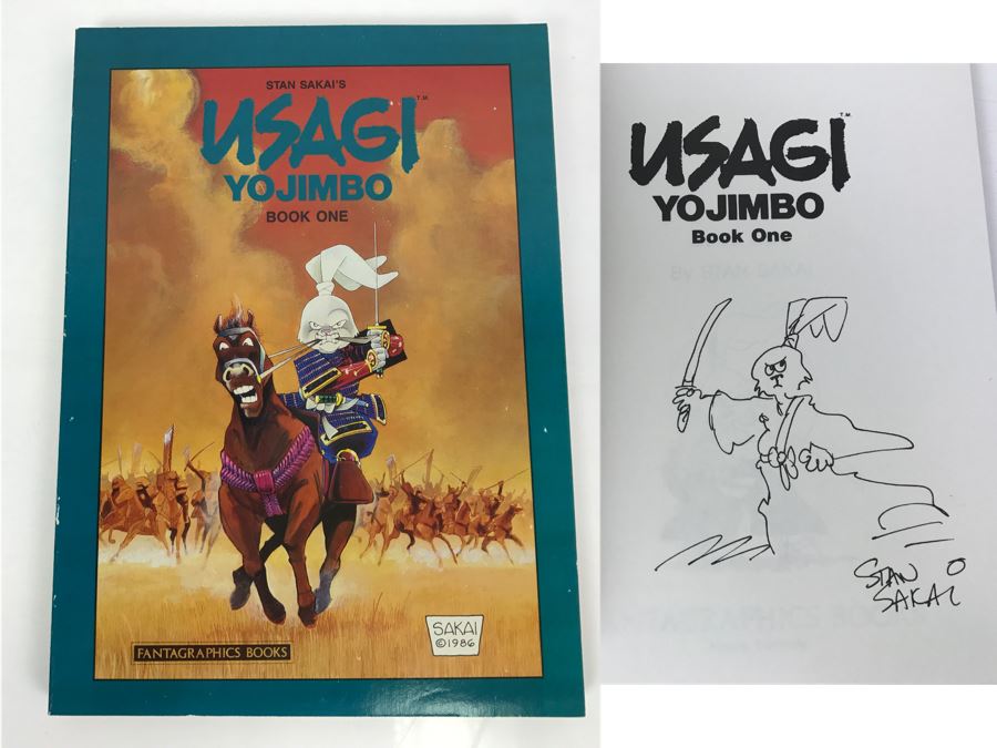 Signed First Fantagraphics Books Edition 1987 USAGI YOJIMBO Book One By Stan Sakai Signed With Hand Illustration [Photo 1]