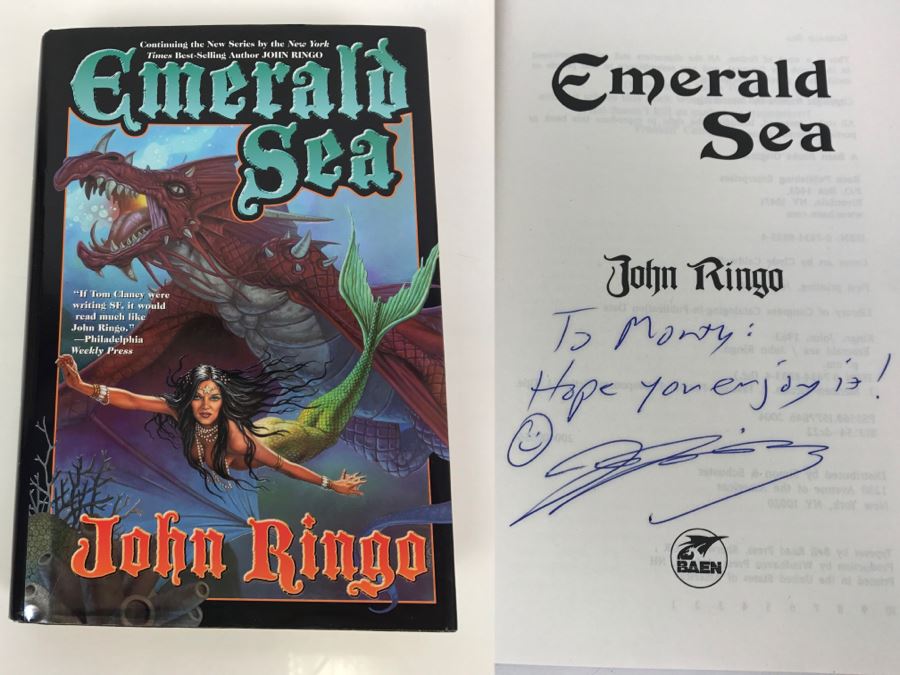 Signed First Printing 2004 Hardcover Book Emerald Sea By John Ringo [Photo 1]
