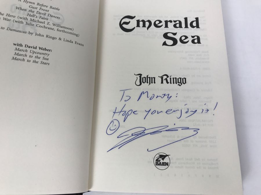 Signed First Printing 2004 Hardcover Book Emerald Sea By John Ringo [Photo 5]