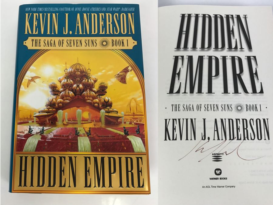 Signed First Printing 2002 Hardcover Book Hidden Empire The Saga Of Seven Suns Book 1 By Kevin J. Anderson [Photo 1]