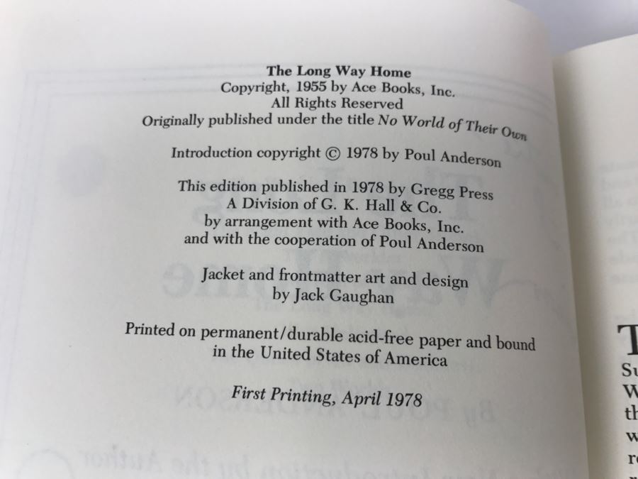Signed First Printing 1978 The Long Way Home By Poul Anderson [Photo 10]