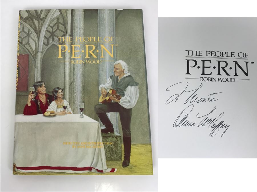 Signed First Edition 1988 Hardcover Book The People Of Pern By Robin Wood And Anne McCaffrey - Signed By Anne McCaffrey