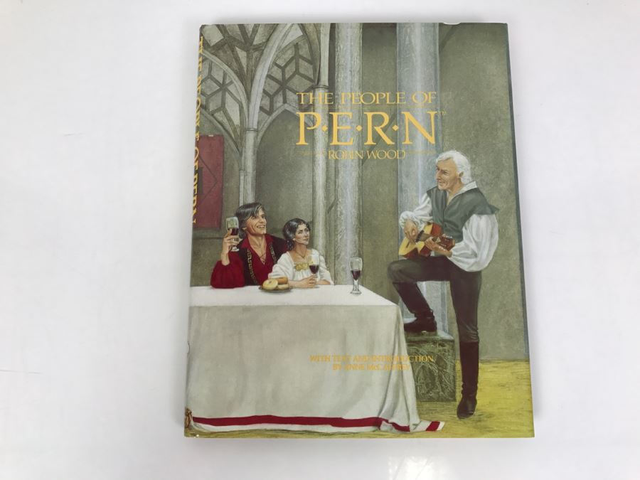 Signed First Edition 1988 Hardcover Book The People Of Pern By Robin Wood And Anne McCaffrey - Signed By Anne McCaffrey [Photo 2]