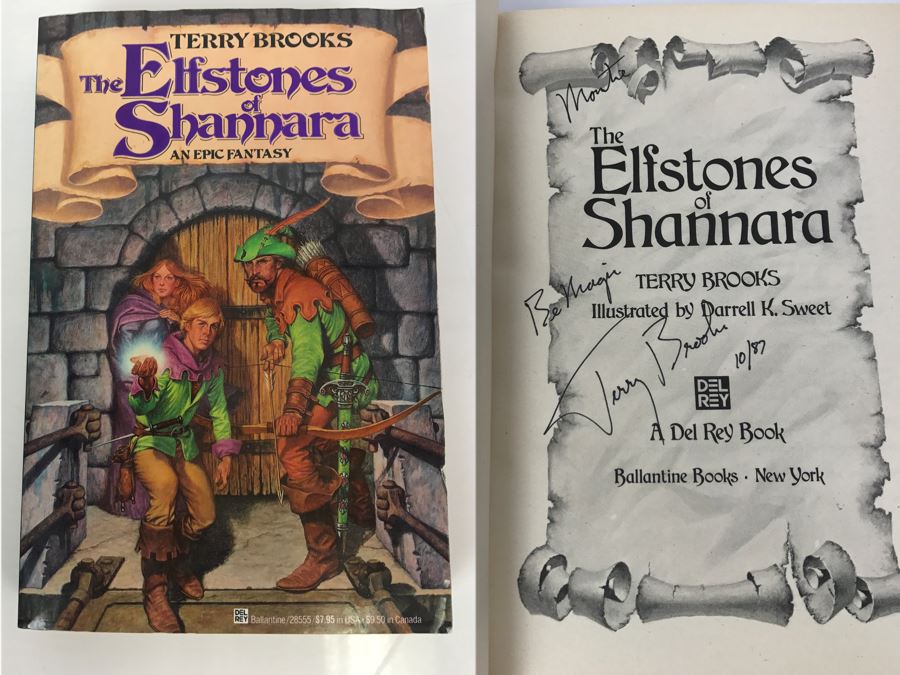Signed First Edition 1982 Paperback Book The Elfstones Of Shannara By Terrry Brooks