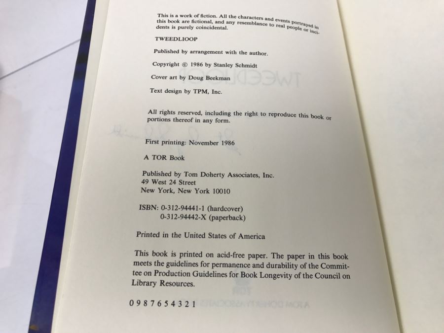 Signed First Printing 1986 Hardcover Book TWEEDLIOOP By Stanley Schmidt [Photo 8]