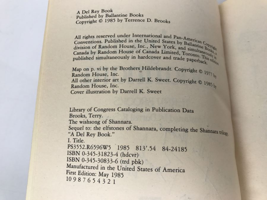 Signed First Edition 1985 Paperback Book The Wishsong Of Shannara By Terry Brooks [Photo 9]