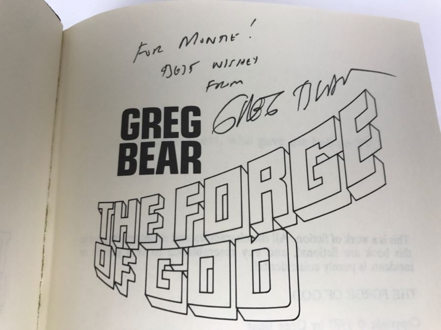 Signed First Printing 1987 Hardcover Book The Forge Of God By Greg Bear [Photo 6]