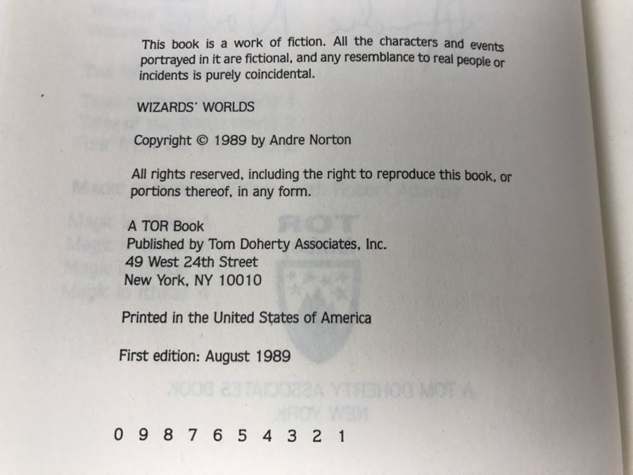 Signed First Edition 1989 Hardcover Book Wizards' Worlds By Andre Norton [Photo 8]