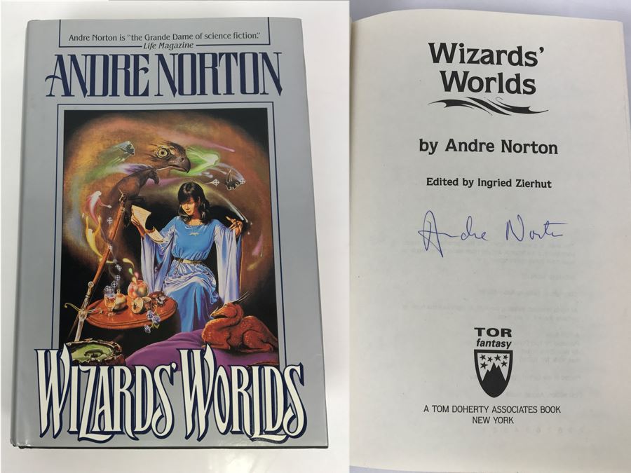Signed First Edition 1989 Hardcover Book Wizards' Worlds By Andre Norton