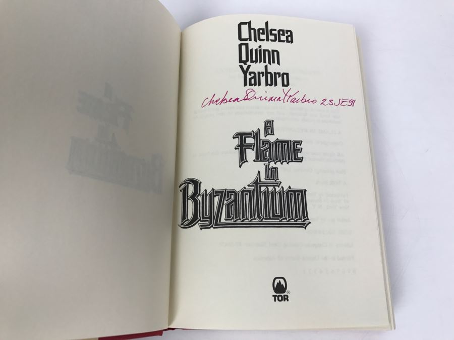 Signed First Printing 1987 Hardcover Book A Flame In Byzantium By Chelsea Quinn Yarbro [Photo 5]