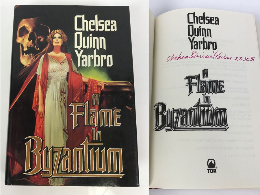 Signed First Printing 1987 Hardcover Book A Flame In Byzantium By Chelsea Quinn Yarbro