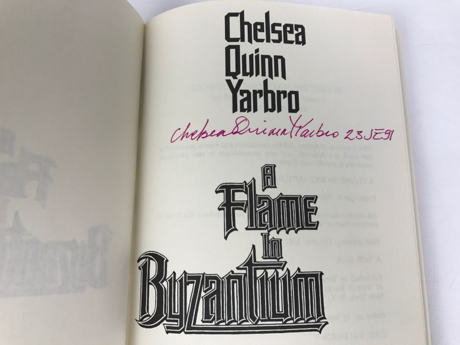 Signed First Printing 1987 Hardcover Book A Flame In Byzantium By Chelsea Quinn Yarbro [Photo 6]