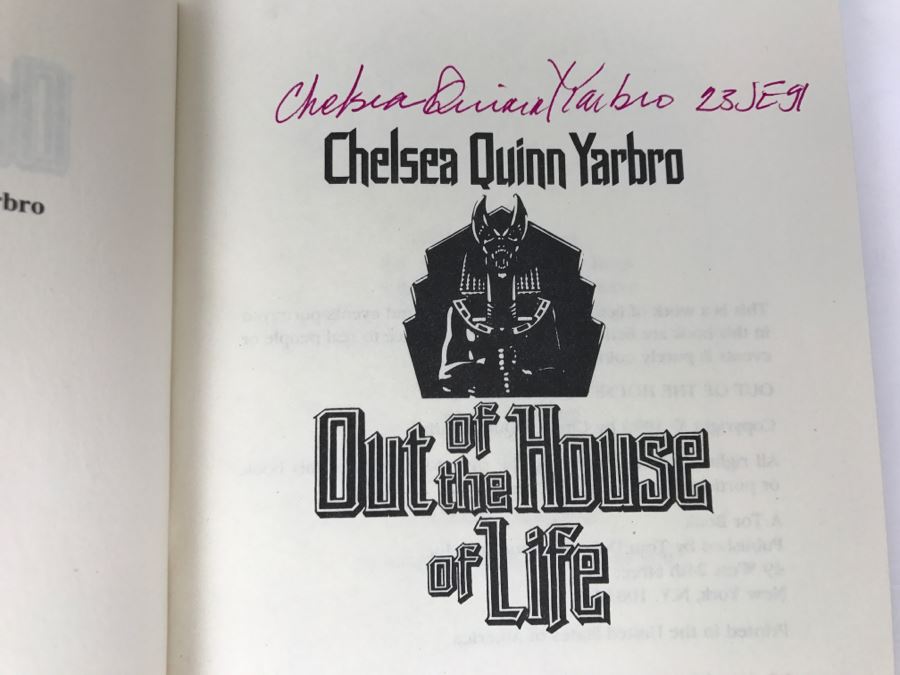 Signed First Edition 1990 Hardcover Book Out Of The House Of Life By Chelsea Quinn Yarbro [Photo 6]