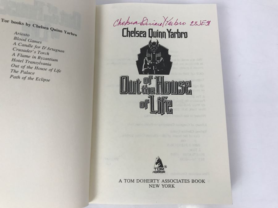 Signed First Edition 1990 Hardcover Book Out Of The House Of Life By Chelsea Quinn Yarbro [Photo 5]