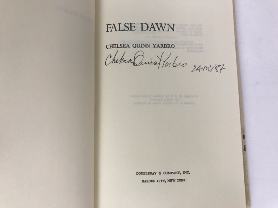 Signed Hardback Book False Dawn By Chelsea Quinn Yarbro [Photo 5]