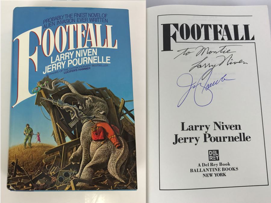 Signed First Edition 1985 Hardcover Book Footfall By Larry Niven And Jerry Pournelle (Signed By Both Authors)