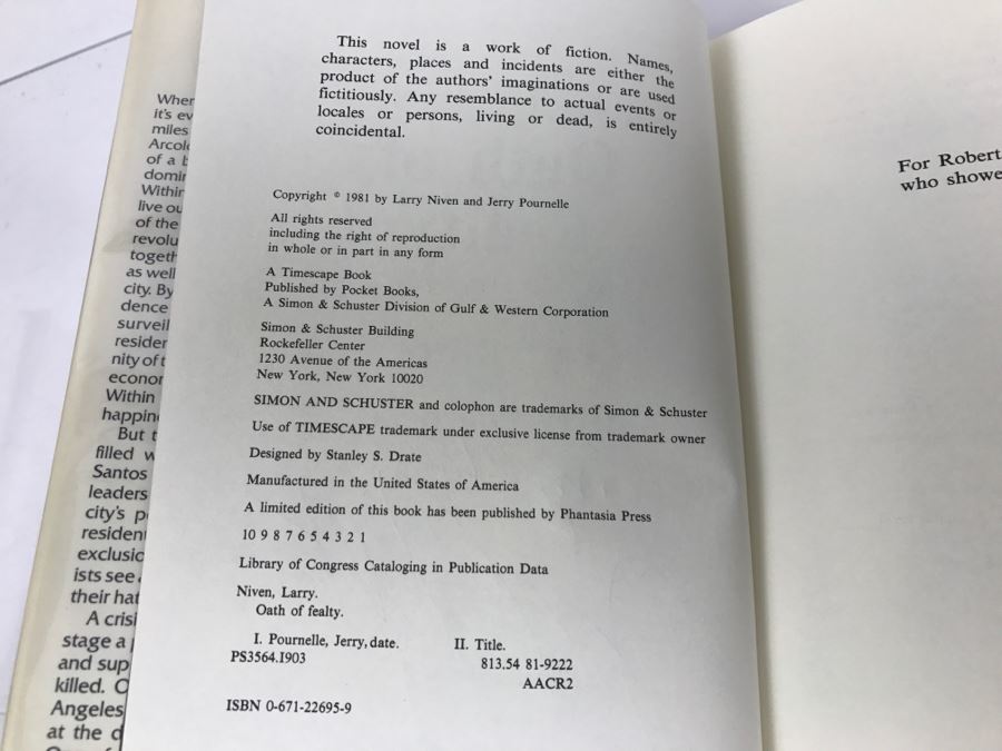 Signed Hardcover Book Oath Of Fealty By Larry Niven And Jerry Pournelle (Signed By Both Authors) [Photo 10]