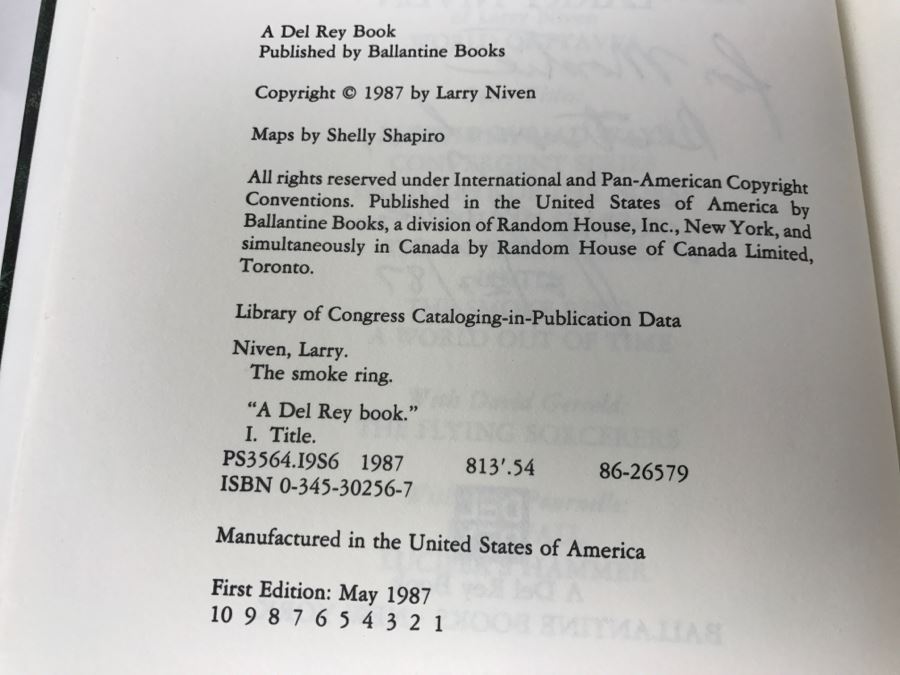 Signed First Edition 1987 Hardcover Book The Smoke Ring By Larry Niven [Photo 8]