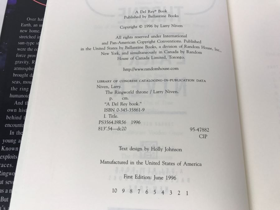 Signed First Edition 1996 Hardcover Book The Ringworld Throne By Larry Nevin [Photo 8]