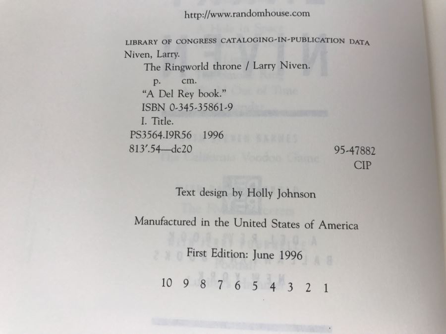 Signed First Edition 1996 Hardcover Book The Ringworld Throne By Larry Nevin [Photo 9]