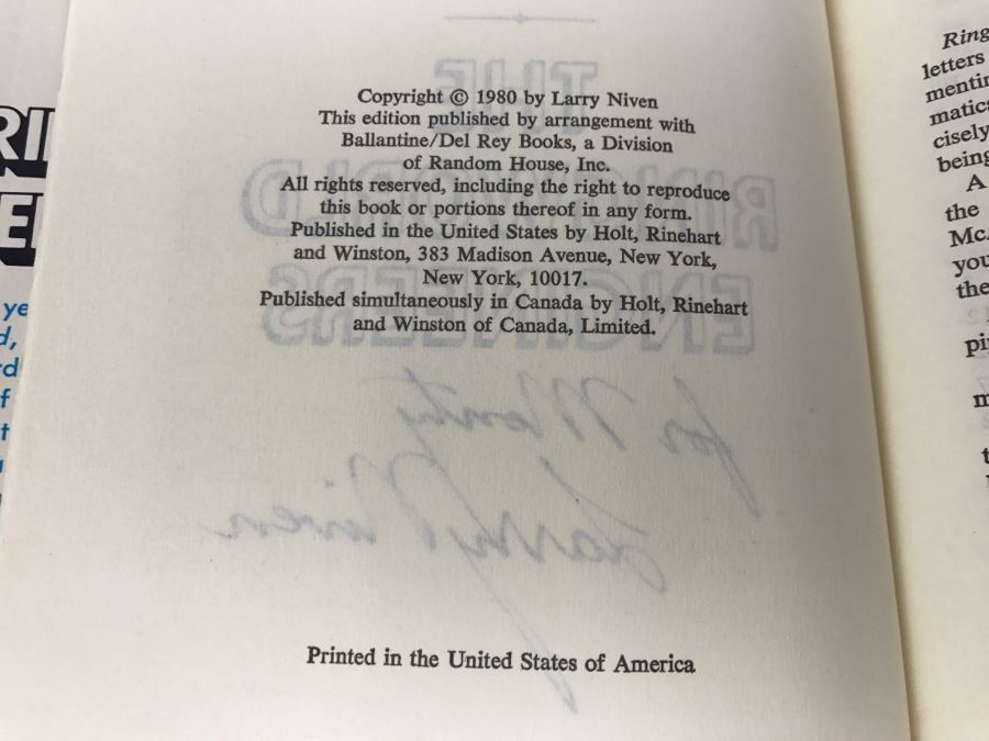 Signed Hardcover Book The Ringworld Engineers By Larry Niven [Photo 8]