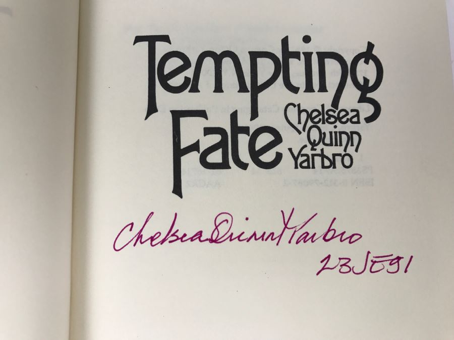 Signed Hardcover Book Tempting Fate By Chelsea Quinn Yarbro [Photo 6]
