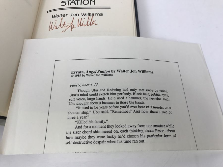 Signed First Edition 1989 Hardcover Book Angel Station By Walter Jon Williams [Photo 5]