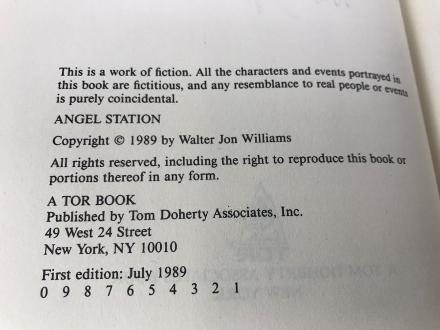 Signed First Edition 1989 Hardcover Book Angel Station By Walter Jon Williams [Photo 8]
