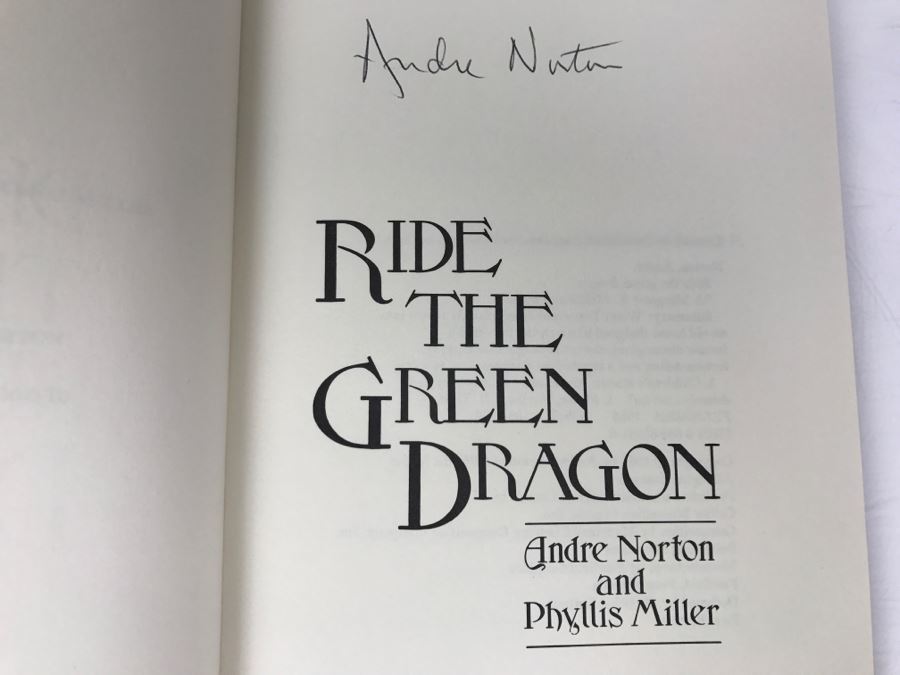 Signed First Edition 1985 Hardcover Book Ride The Green Dragon By Andre Norton And Phyllis Miller (Signed By Andre Norton) [Photo 6]