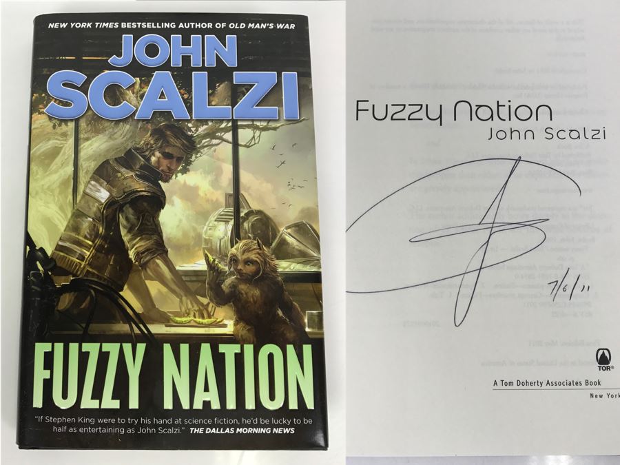 Signed First Edition 2011 Hardcover Book Fuzzy Nation By John Scalzi [Photo 1]