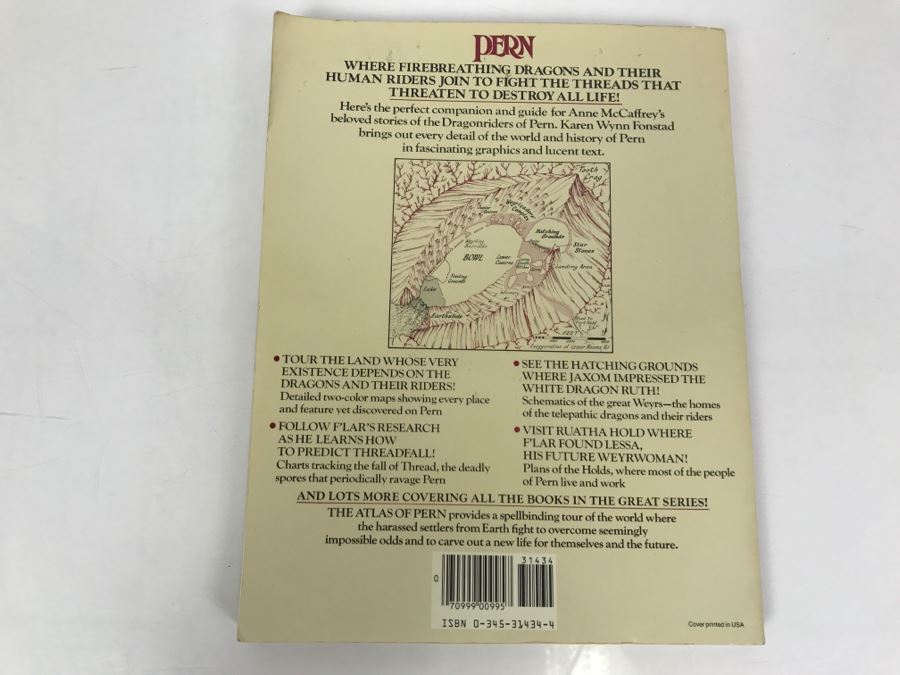 Signed First Edition 1984 Book The Atlas Of Pern By Karen Wynn Fonstad - Signed By Anne McCaffrey [Photo 4]