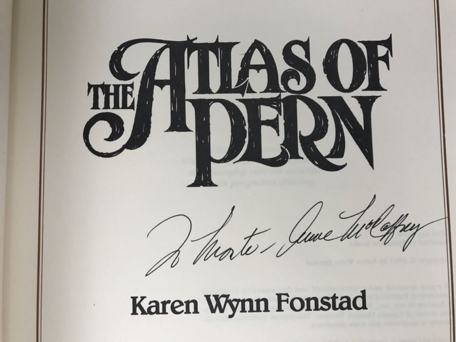 Signed First Edition 1984 Book The Atlas Of Pern By Karen Wynn Fonstad - Signed By Anne McCaffrey [Photo 6]