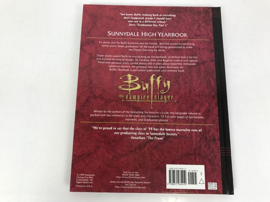 First Pocket Books Hardcover Printing 1999 Buffy The Vampire Slayer Sunnydale High Yearbook By Christopher Golden And Nancy Holder (Signed By Mystery Person) [Photo 5]