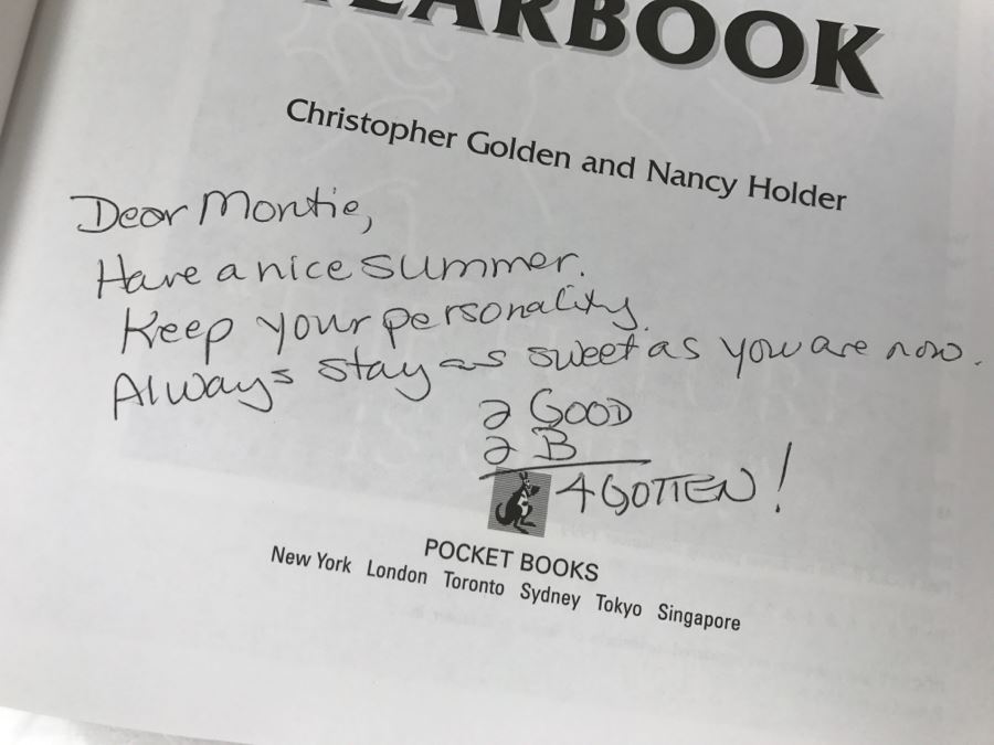 First Pocket Books Hardcover Printing 1999 Buffy The Vampire Slayer Sunnydale High Yearbook By Christopher Golden And Nancy Holder (Signed By Mystery Person) [Photo 7]